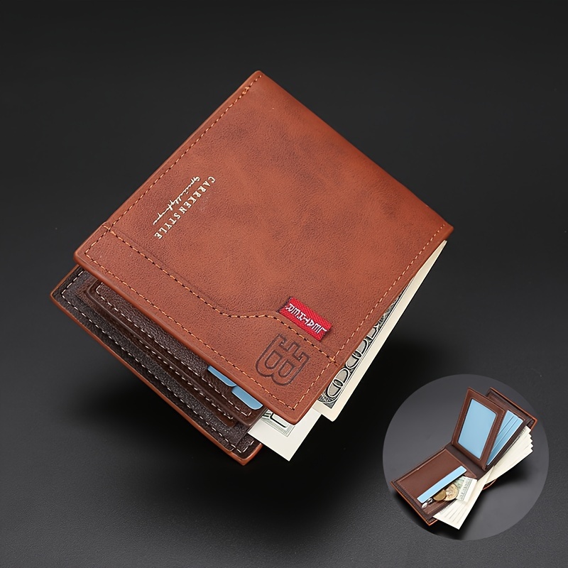 1pc Men's New Fashion Wallet, Large Capacity Coin Purse, Multi Card Slot Card Case With Zipper Coin Pocket Money Clip