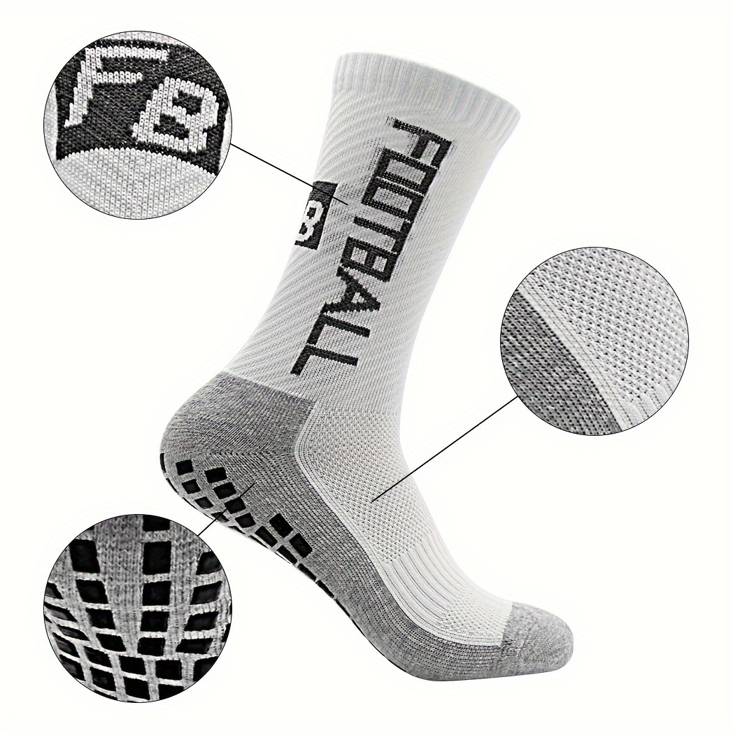 4 Pairs Non Slip Soccer Socks Breathable Crew Socks