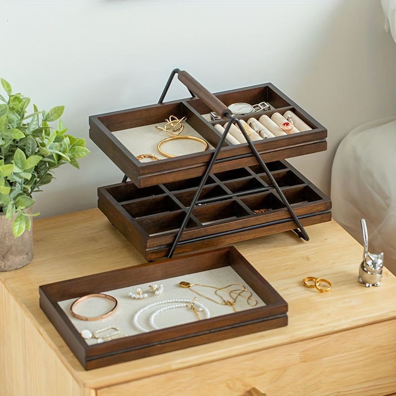 Earring Organizer Tray Wooden Jewelry Organizer Tray Storage Box Jewelry  Box for