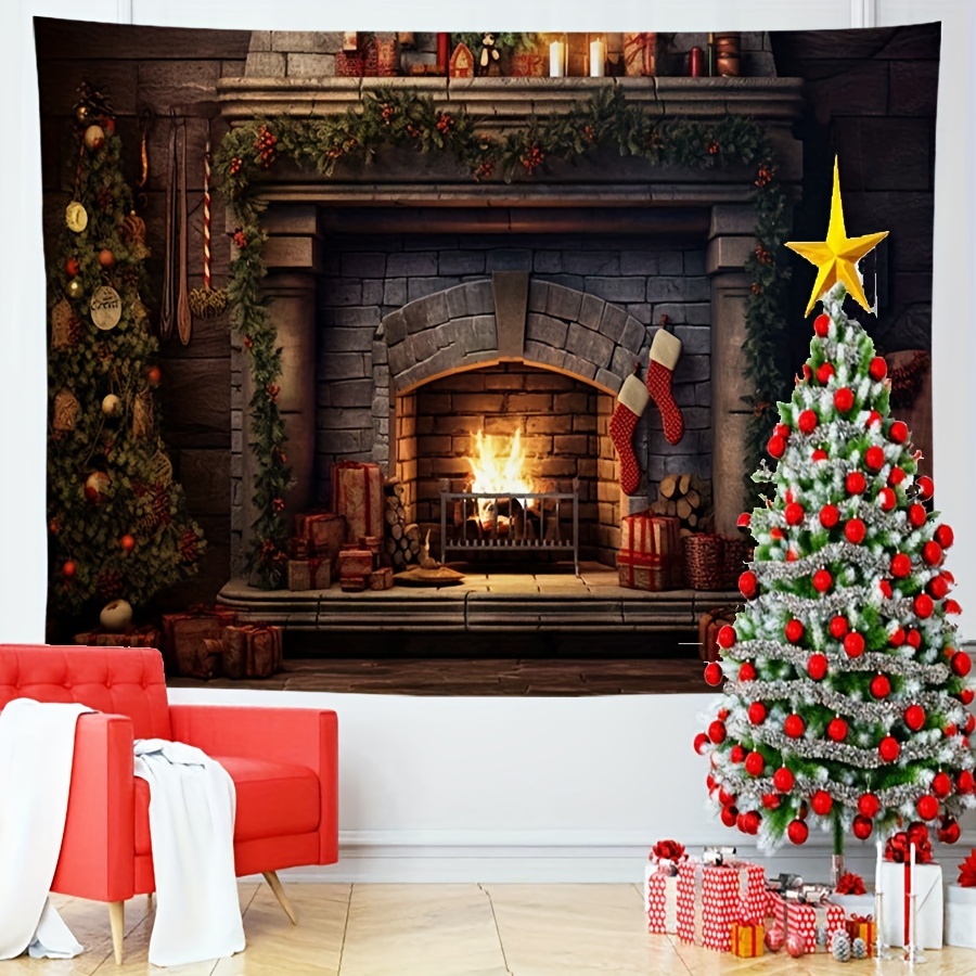  Izielad - Tapiz decorativo para colgar en la pared, diseño de  árbol verde navideño, decoración para el hogar para Año Nuevo, día festivo,  sala de estar, dormitorio, 70.9 x 90.6 in