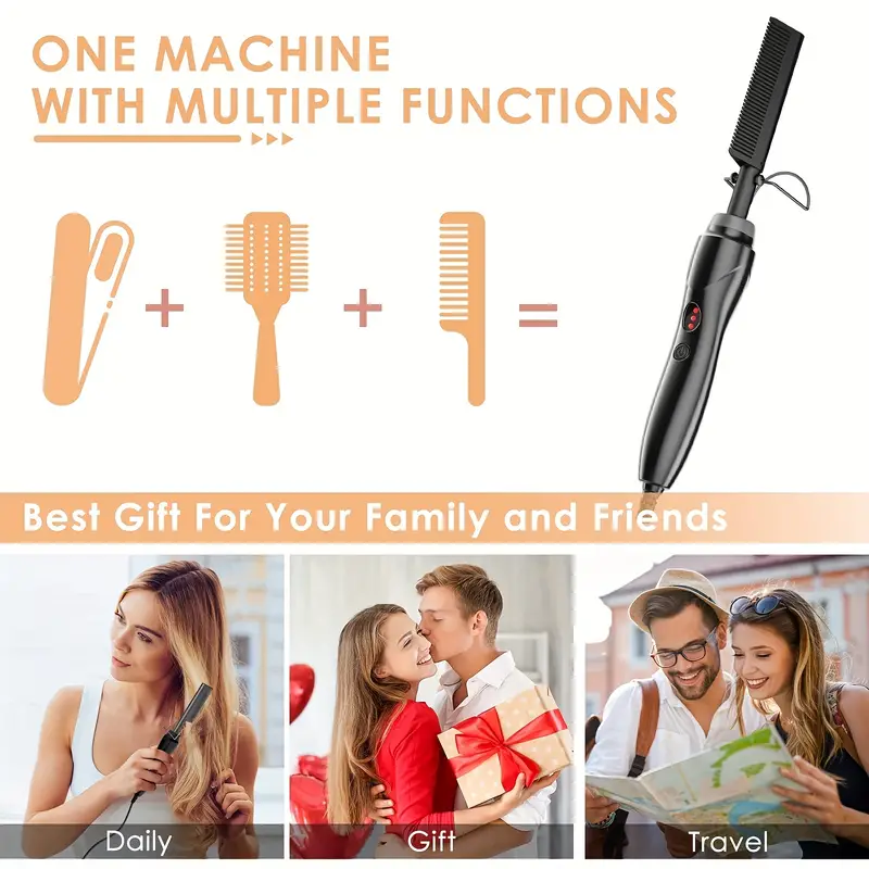 professional electric straight comb electric heating comb hair straightener electric hot comb details 6