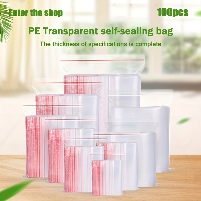 100pcs Portable Transparent Sacs Sacs en plastique supermarché avec poignée  Sac d'emballage alimentaire Sac d'emballage alimentaire