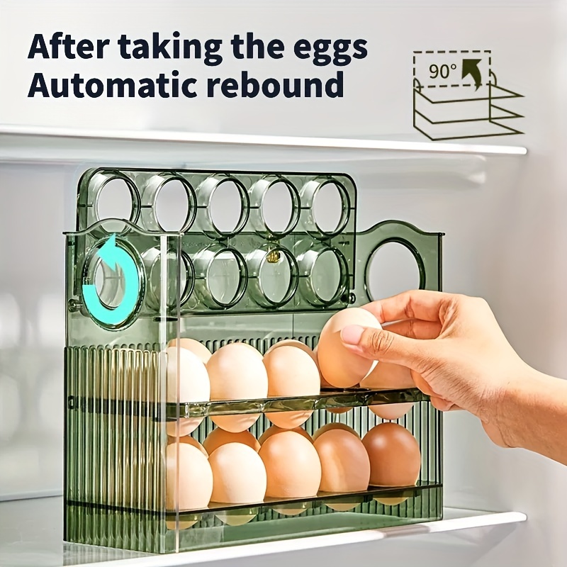 Plastic Egg Holder for Refrigerator 3-Layer Flip Fridge Egg Tray Container  Kitchen Countertop Fresh Egg Storage Container