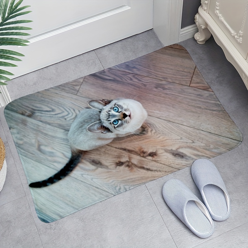 Cute Cat Printed Mat,thickened Soft Bath Mat For Bathroom, Water
