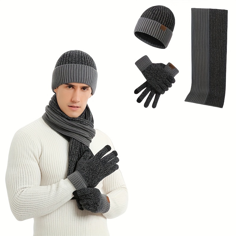 Bonnet, écharpe et gants - Noir/gris foncé chiné - ENFANT