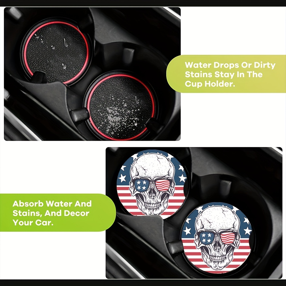 Water Absorbable Anime Skull Car Cup Holder Coaster Mats Car - Temu