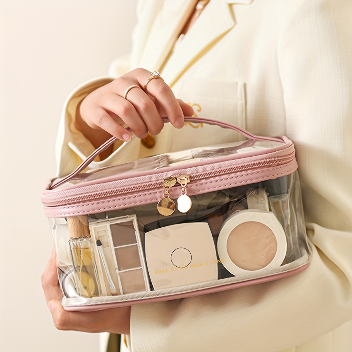 Bolsas y accesorios de maquillaje, Bolsas de maquillaje transparentes, con  cremallera y de viaje