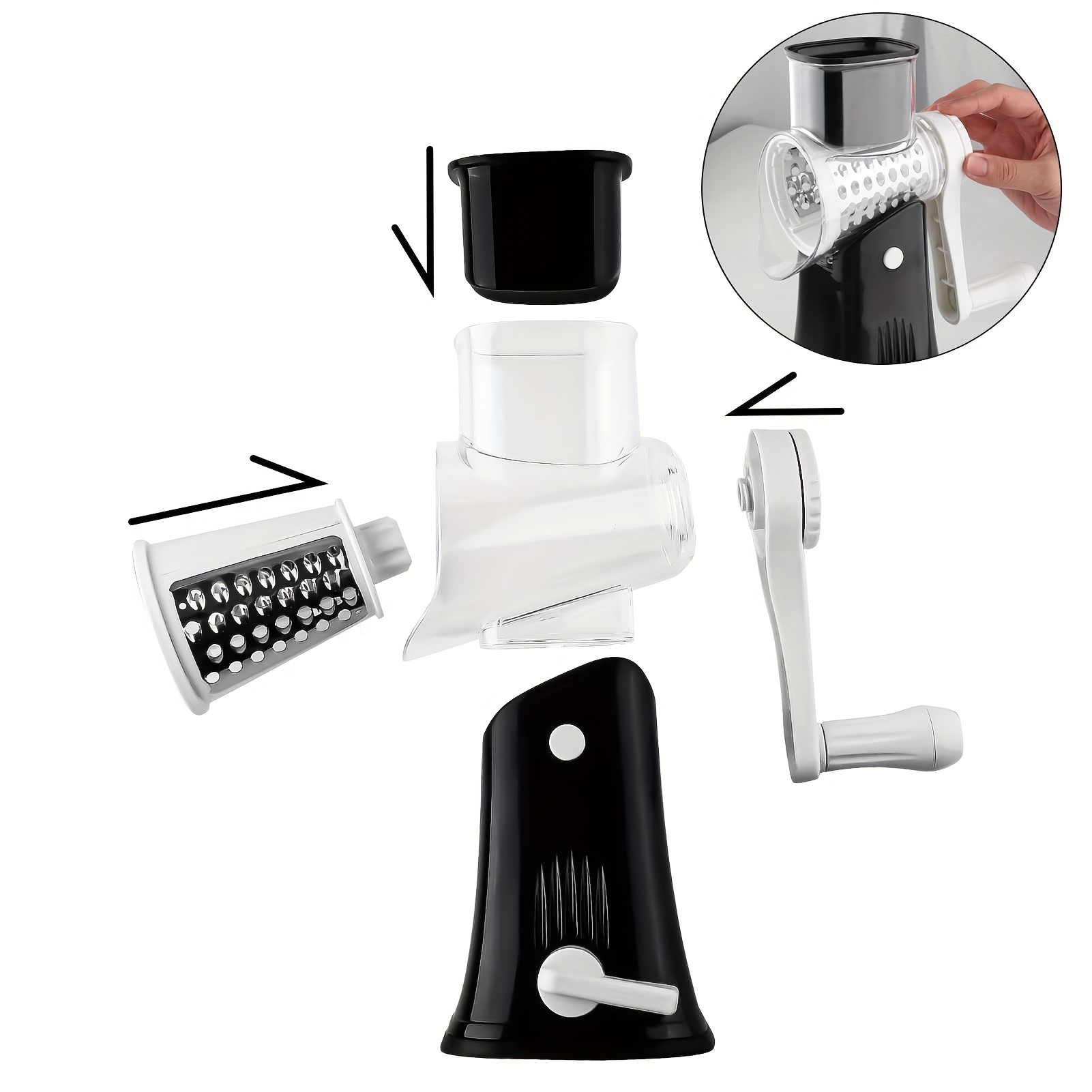 5in1 Rotary Cheese Grater Shredder Vegetable Slicer Multifunctional Fruit Slicer