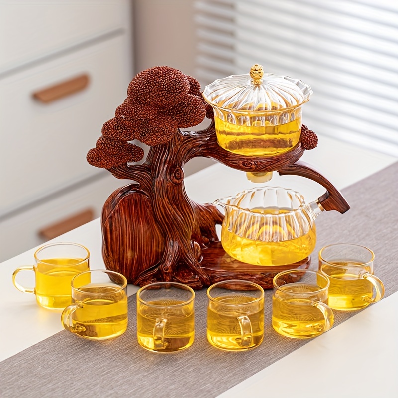 Lazy Tea Set Magnetic Water Diversion Rotating Cover Bowl - Temu