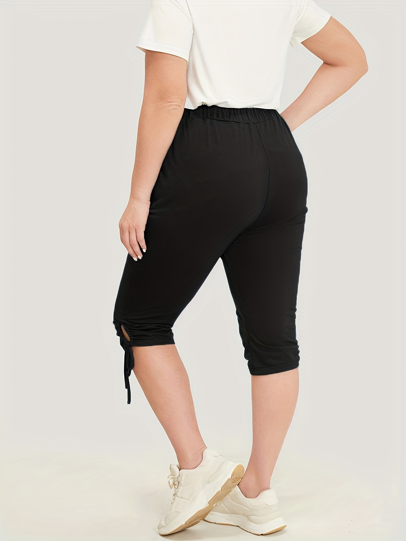 Plus Size Sports Pants Women's Plus Ruched Drawstring Slight - Temu