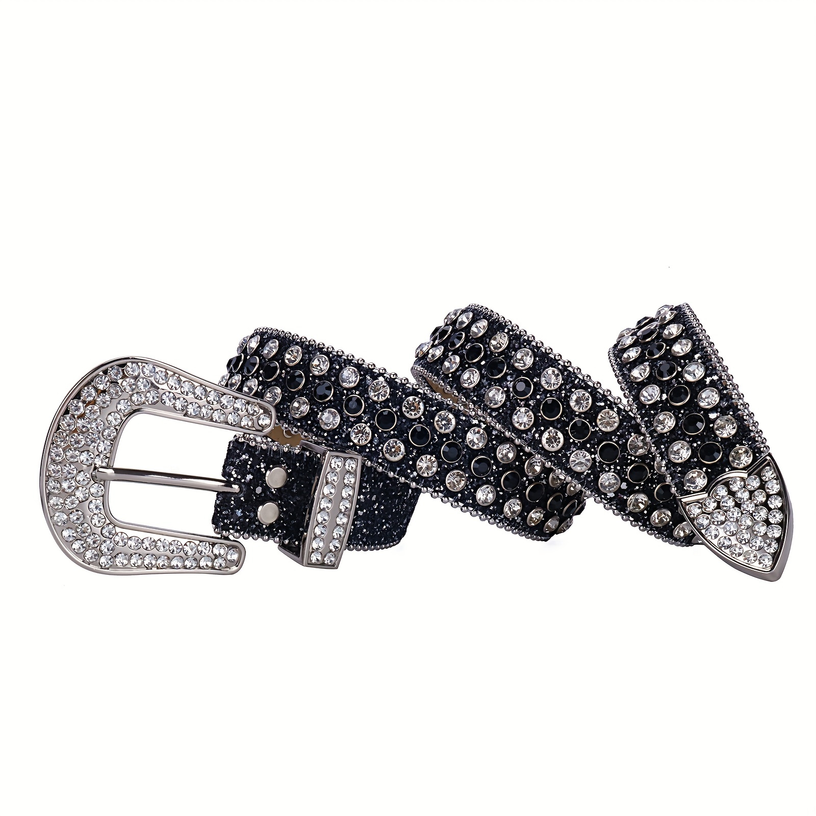 Rhinestone PU Leather Belt for Jeans Dress