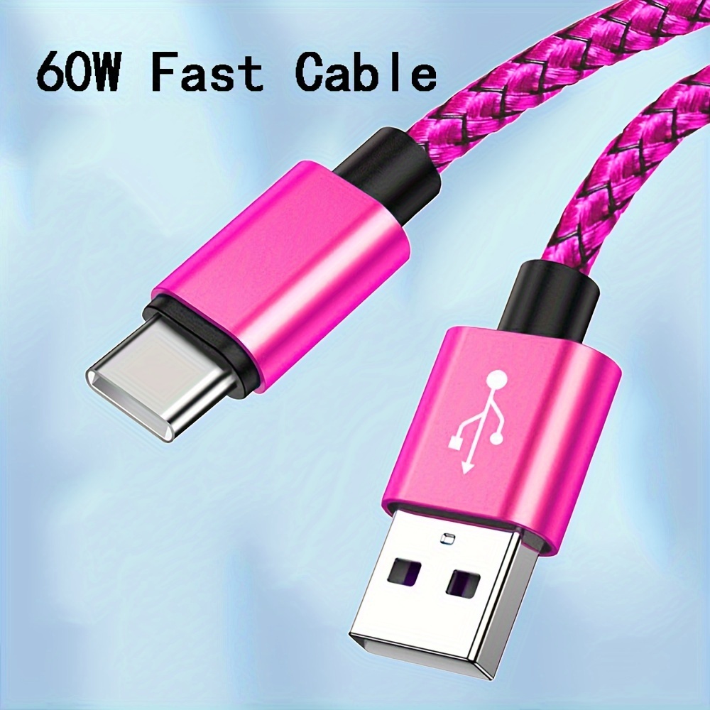 Câble Charge Rapide En Silicone 66W USB - USB Type-C Couleurs - Câbles Pink