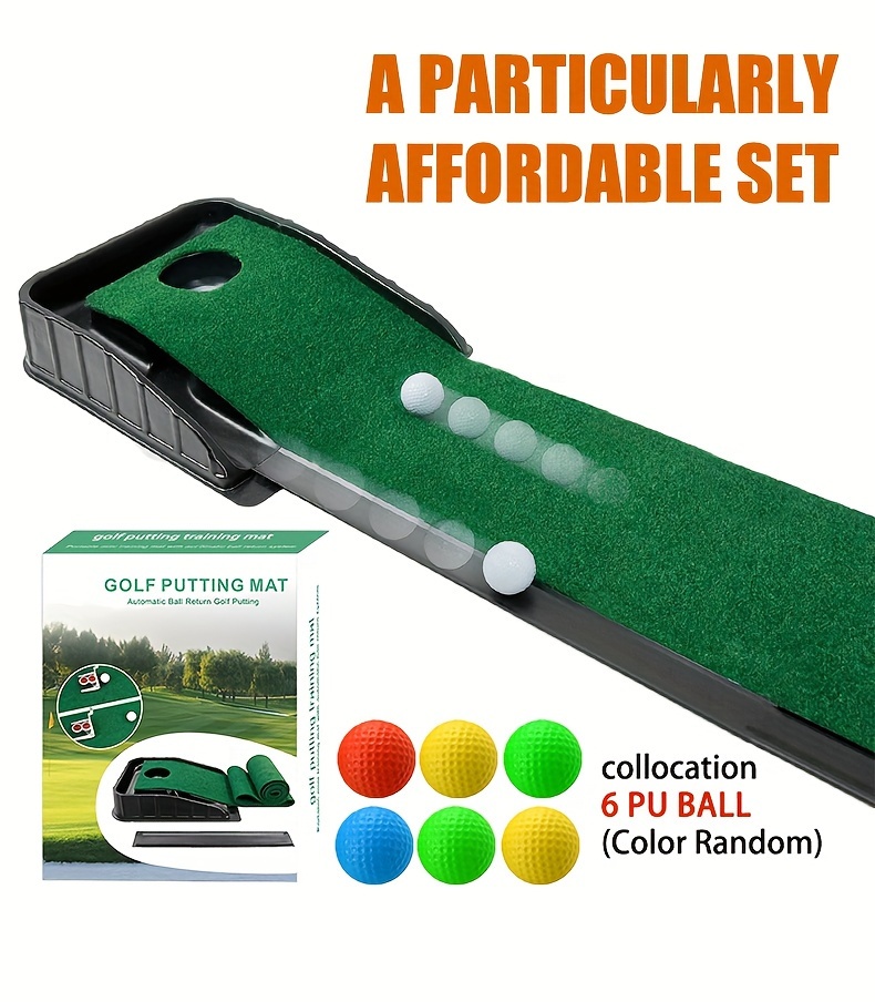golf putting mat automatic ball return putting mat golf putting exerciser with 6 pu balls for office indoor details 0