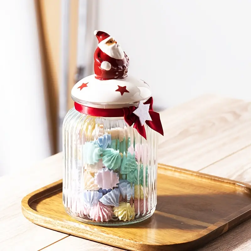 Christmas Glass Candy Jars, Cute Storage Jars With Lids, Dried