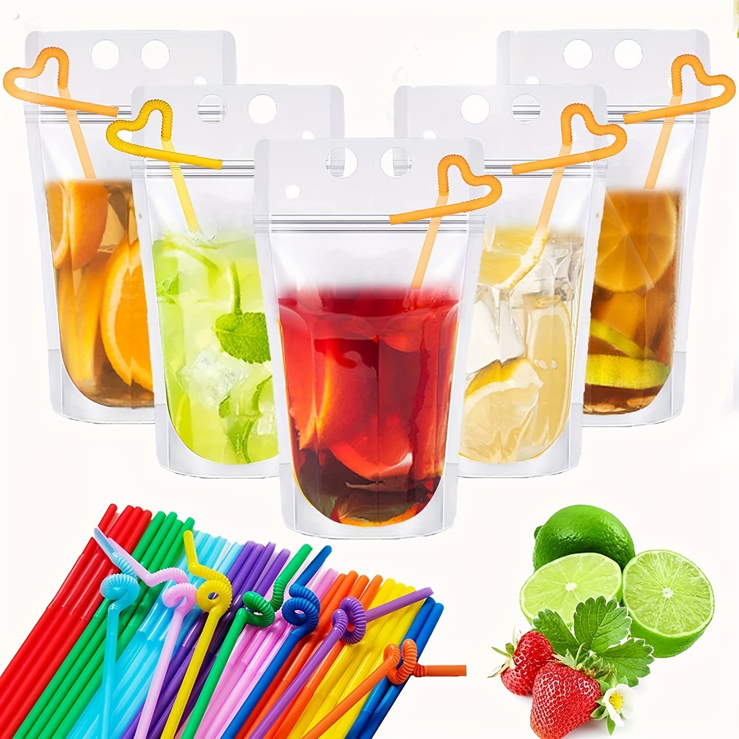 Reusable Juice Bags Clear Drink Pouches Disposable Plastic - Temu