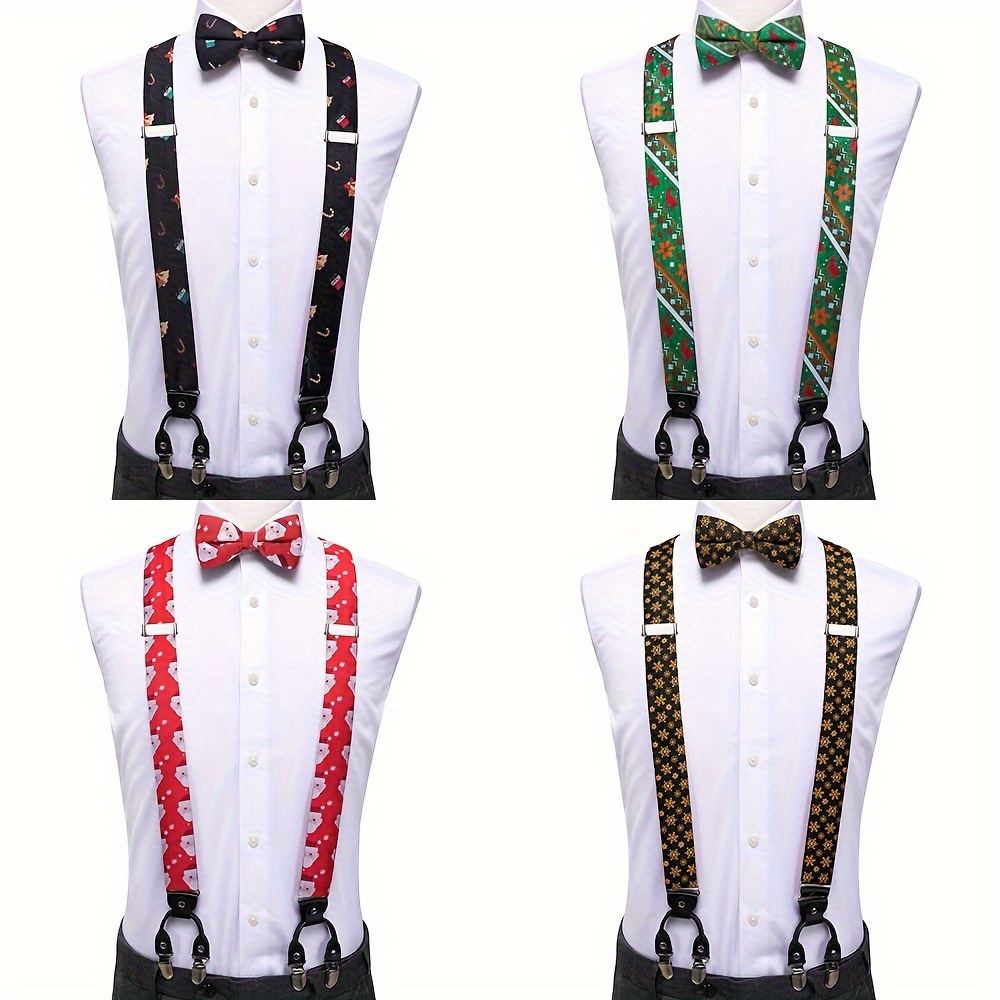 Barry Wang Mens Suspenders Tie Set Adjustable Clips Y Type