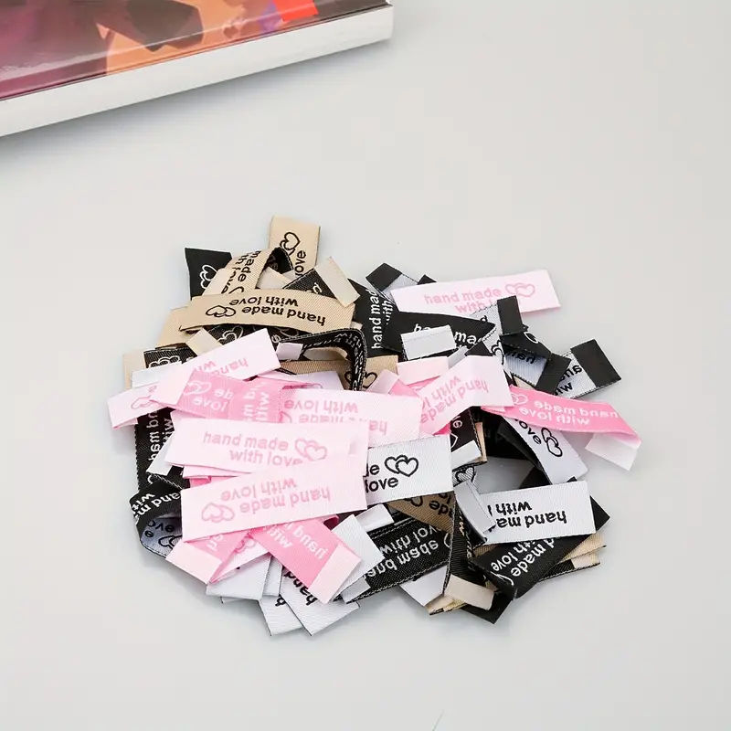 50Pcs Hand Made With Love Sewing Labels For ClothesTags DIY Garment  Accessories