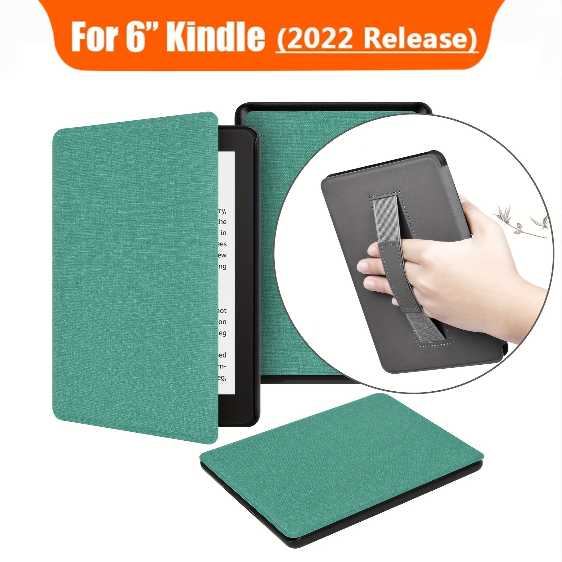 

Fabric Cover For 6" All-new Kindle (11th Generation-2022 Release), Hand Strap Designed, Magnetic Case With Auto Wake/sleep For Kindle 2022 11th Gen E-reader (model No. C2v2l3 )