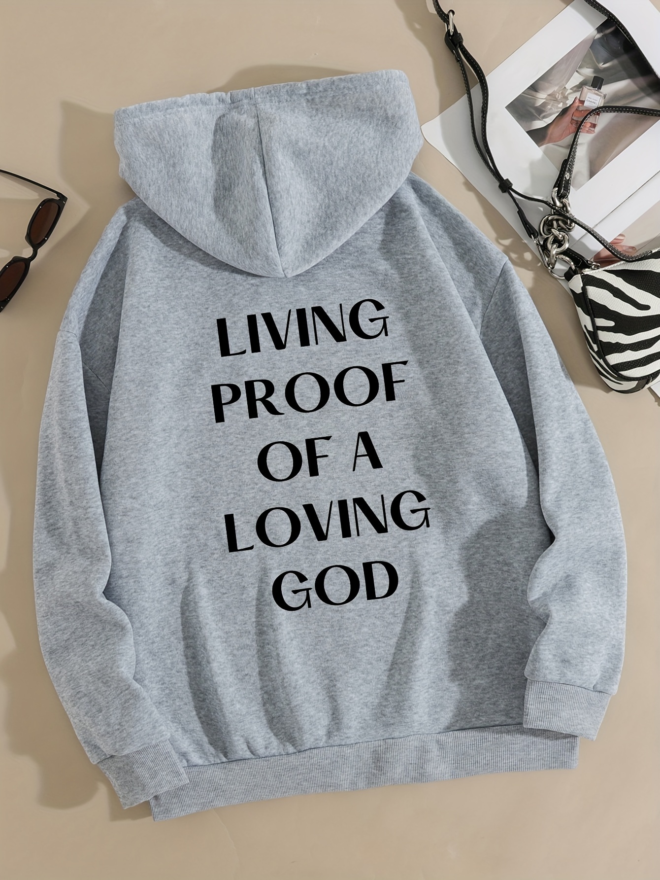 Letter Print Hooded Zip-Up Hoodie