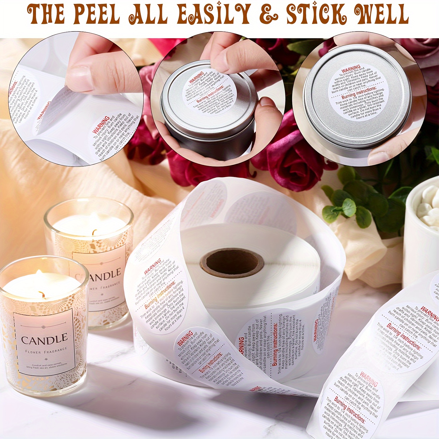 Waterproof Wax Melting Safety Label Stickers Warning Candle - Temu