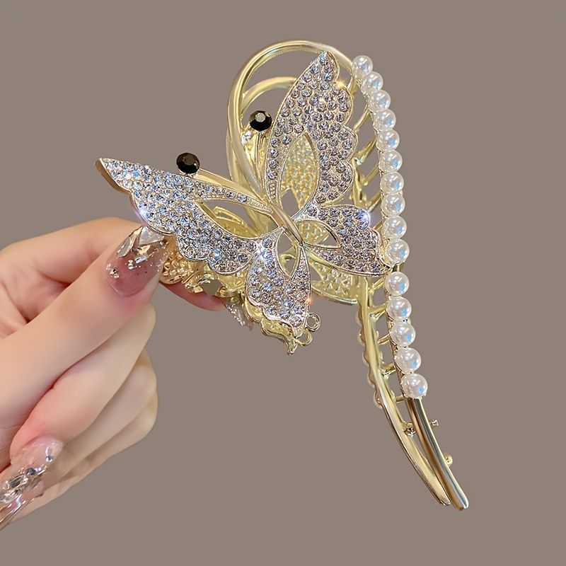 Luxurious Rhinestone Butterfly Hair Clip Strong Hold Grip Hair Jaw Clip For  Thick Hair Accessories For Beach Daily Party - Clothing, Shoes & Jewelry -  Temu