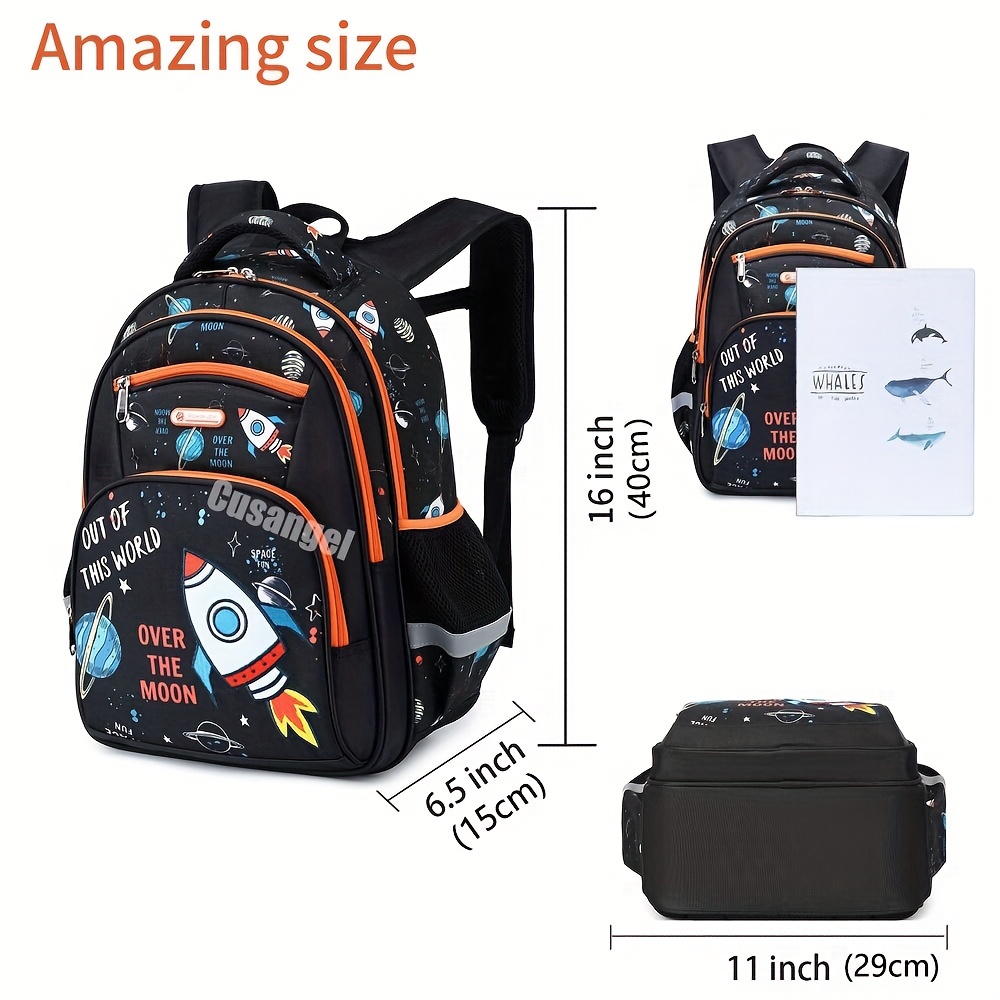 Kids Backpack Astronaut Mermaid Pattern Large Capacity