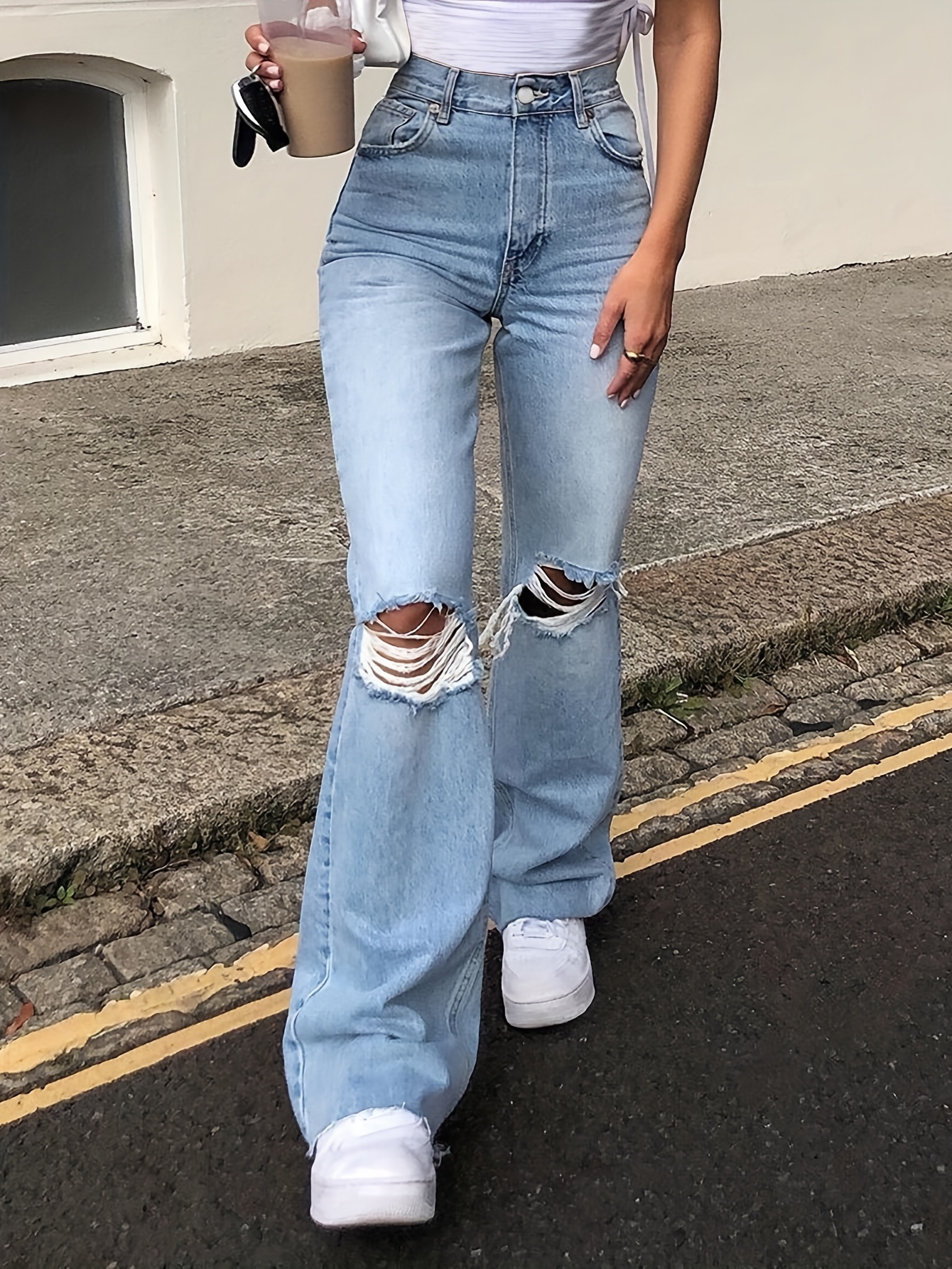 Baggy Jeans,Girl's Denim Bell Bottom Jeans, solid Bottom, Trendy Look in  Different Shades, Comfortable Women's & Girls' Bell Bottom Jeans with Front  5 Button.