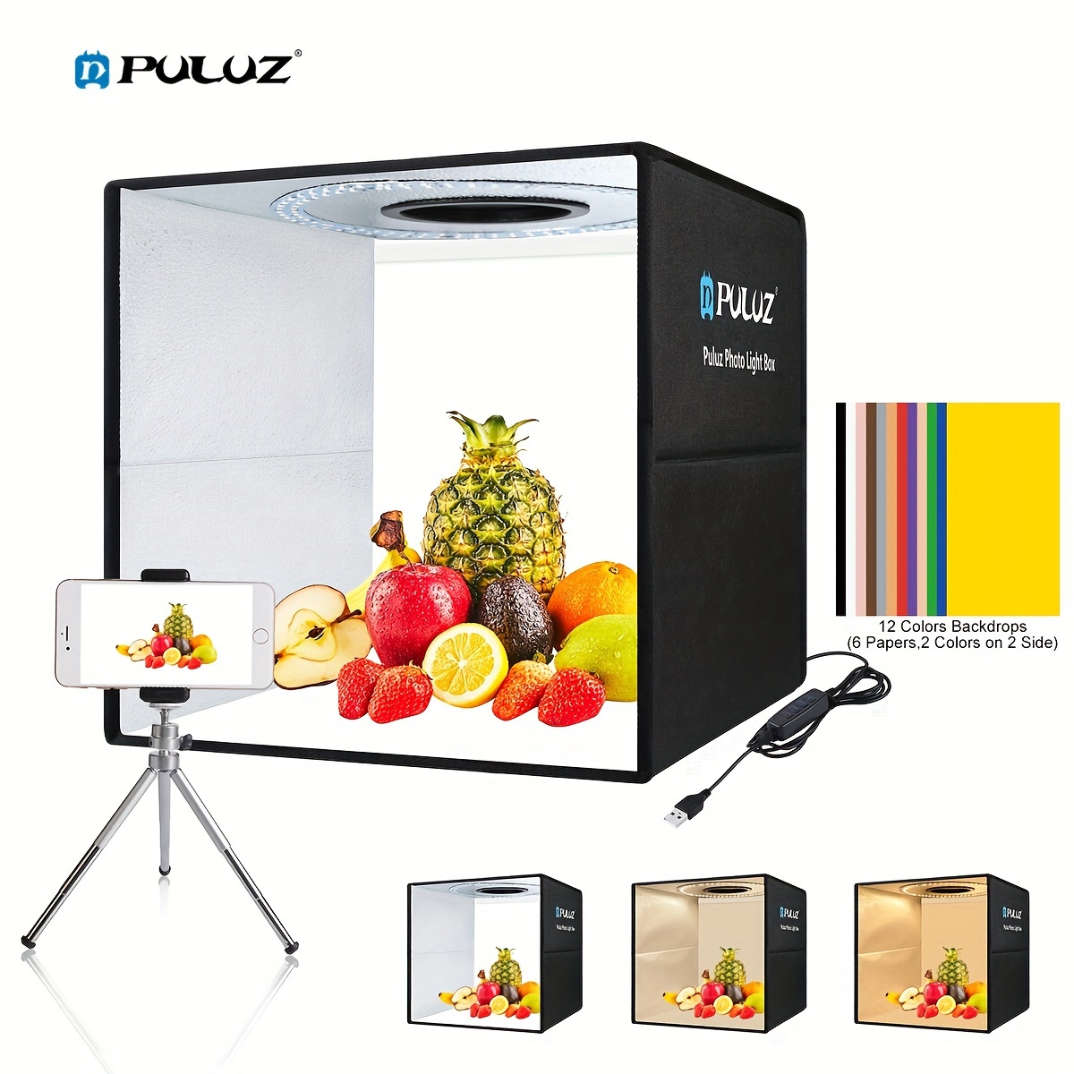 Puluz Photo Studio Light Box Quick Install Foldable Portable - Temu