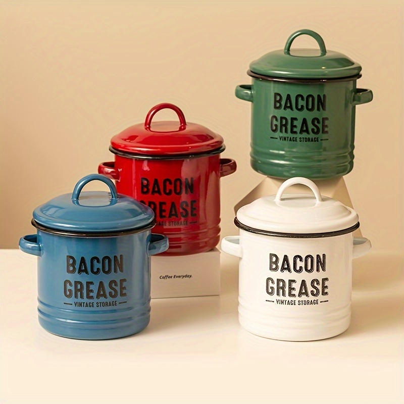 Larger Capacity Bacon Grease Container with Fine Mesh Strainer 1.8