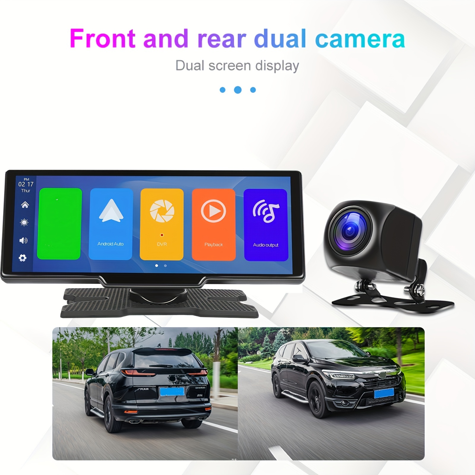 12 Mirror Dash Cam Wireless CarPlay Wireless Android Auto, Dash Cam Front  and Rear Backup Camera Rear View Mirror Smart Screen for Cars & Trucks