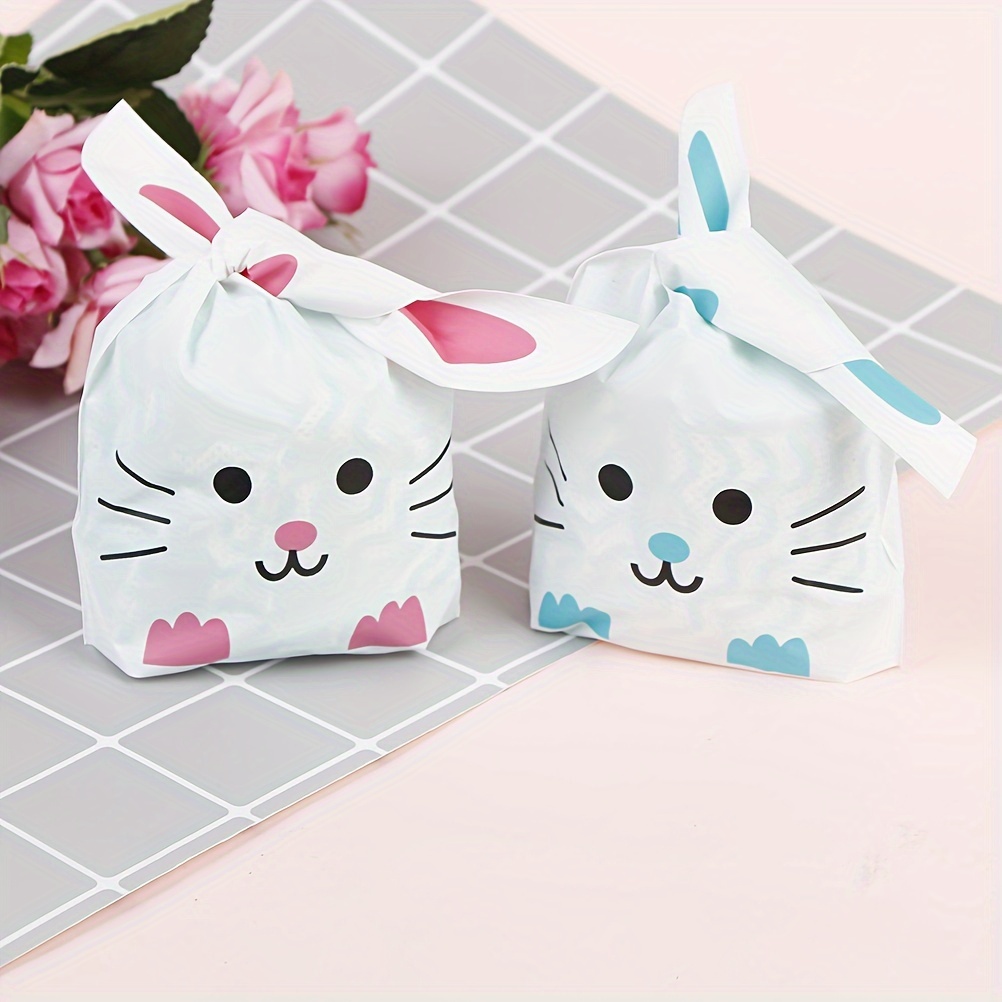 50pcs cute long bunny rabbit ear gift bag easter candy gift plastic party favors