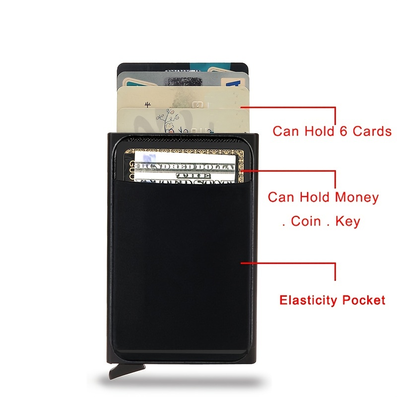Smart Wallet Card Holder Metal Thin Slim Men Women Wallets Pop Up