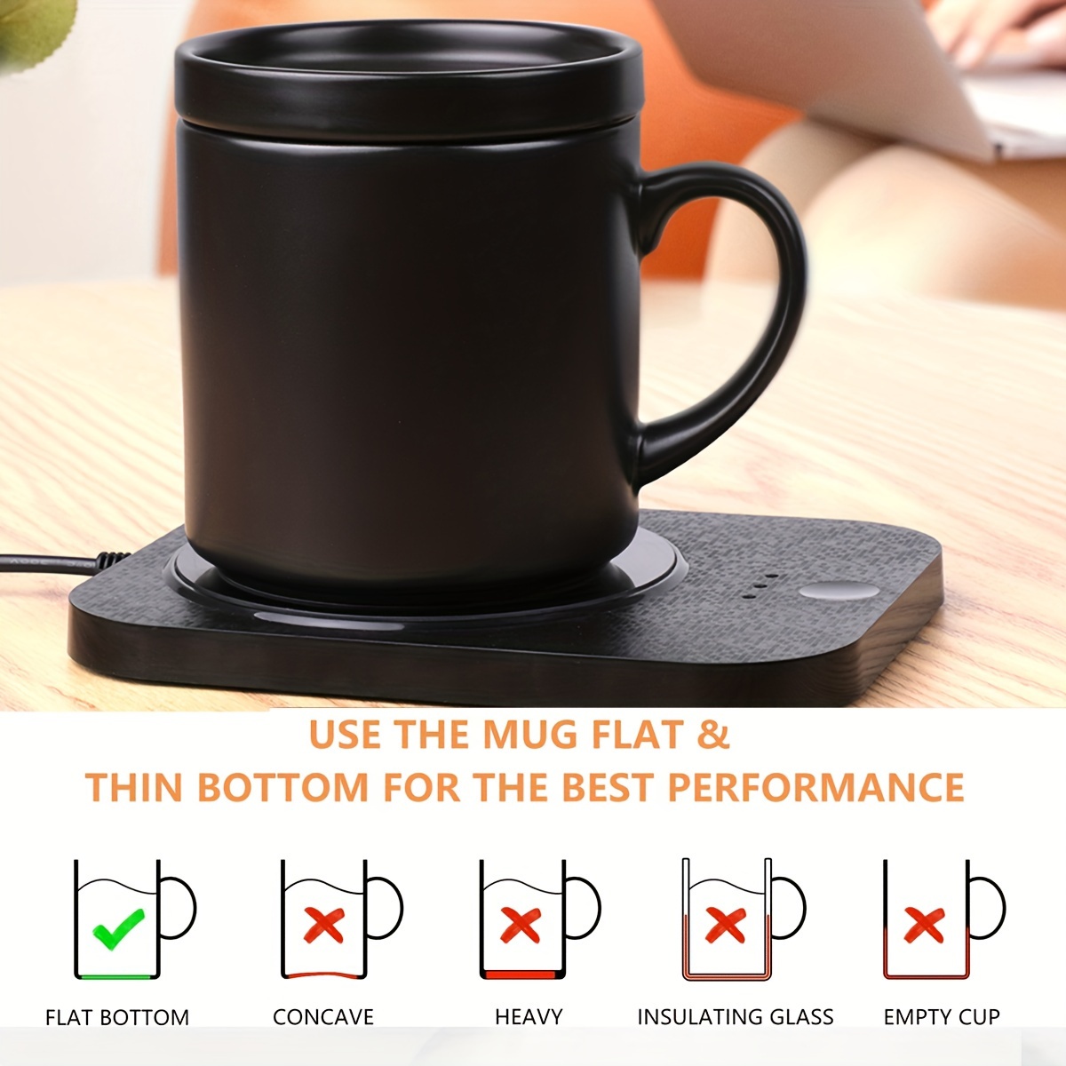Improvements 2-in-1 Mug with Warmer and Phone Wireless Charger