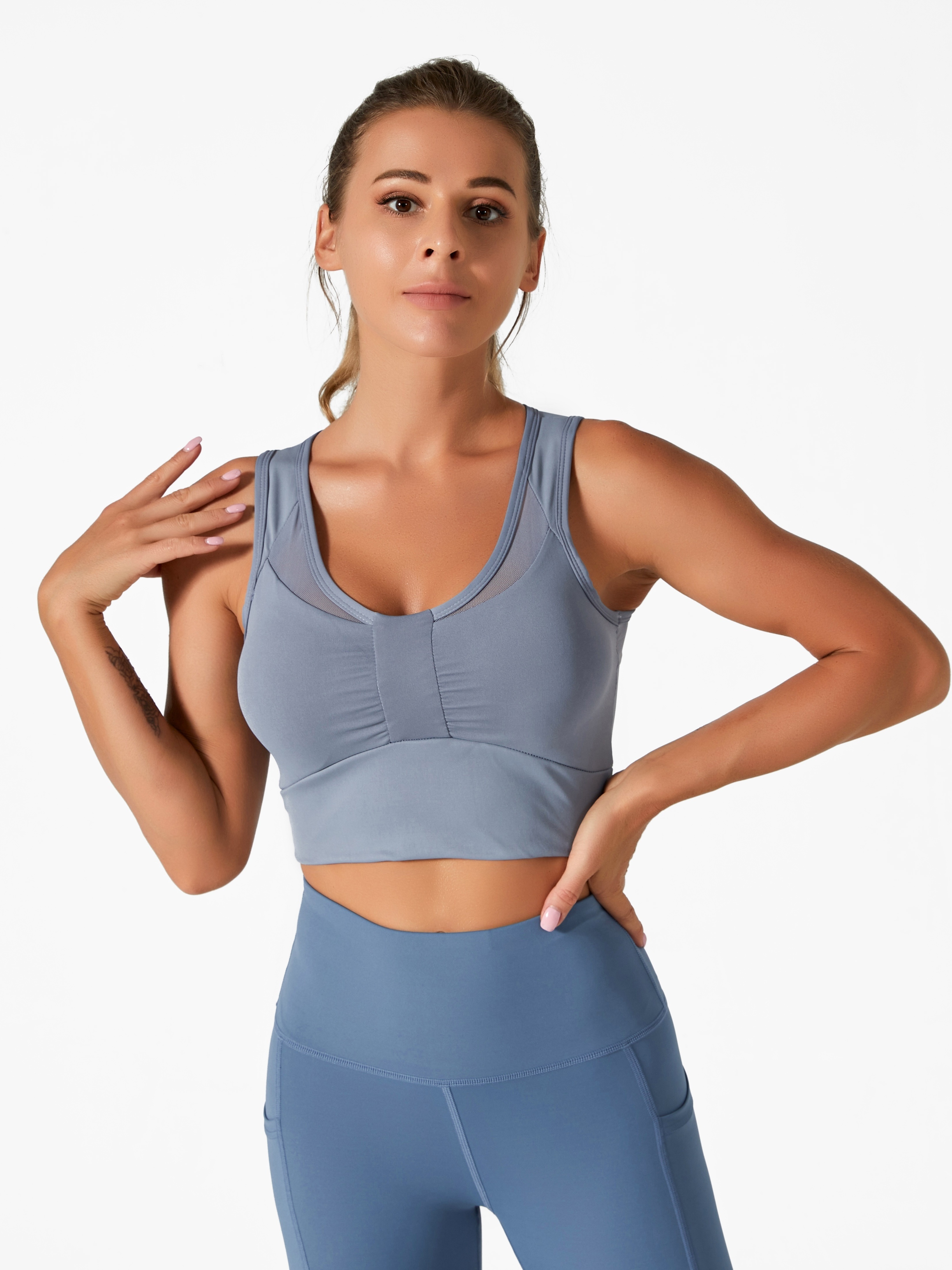 New mesh sports bra, no steel ring, shockproof gathered bra