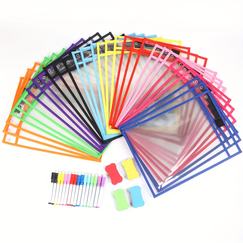 Oxford Lot de 5 pochettes à documents A3 en plastique transparent 5  couleurs Multicolore : : Fournitures de bureau