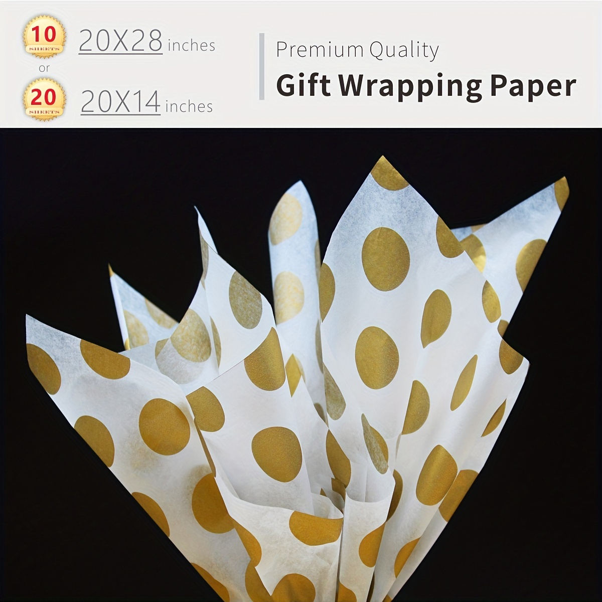 60 Sheets Metallic Gold Star Tissue Paper Bulk for Gift Wrapping