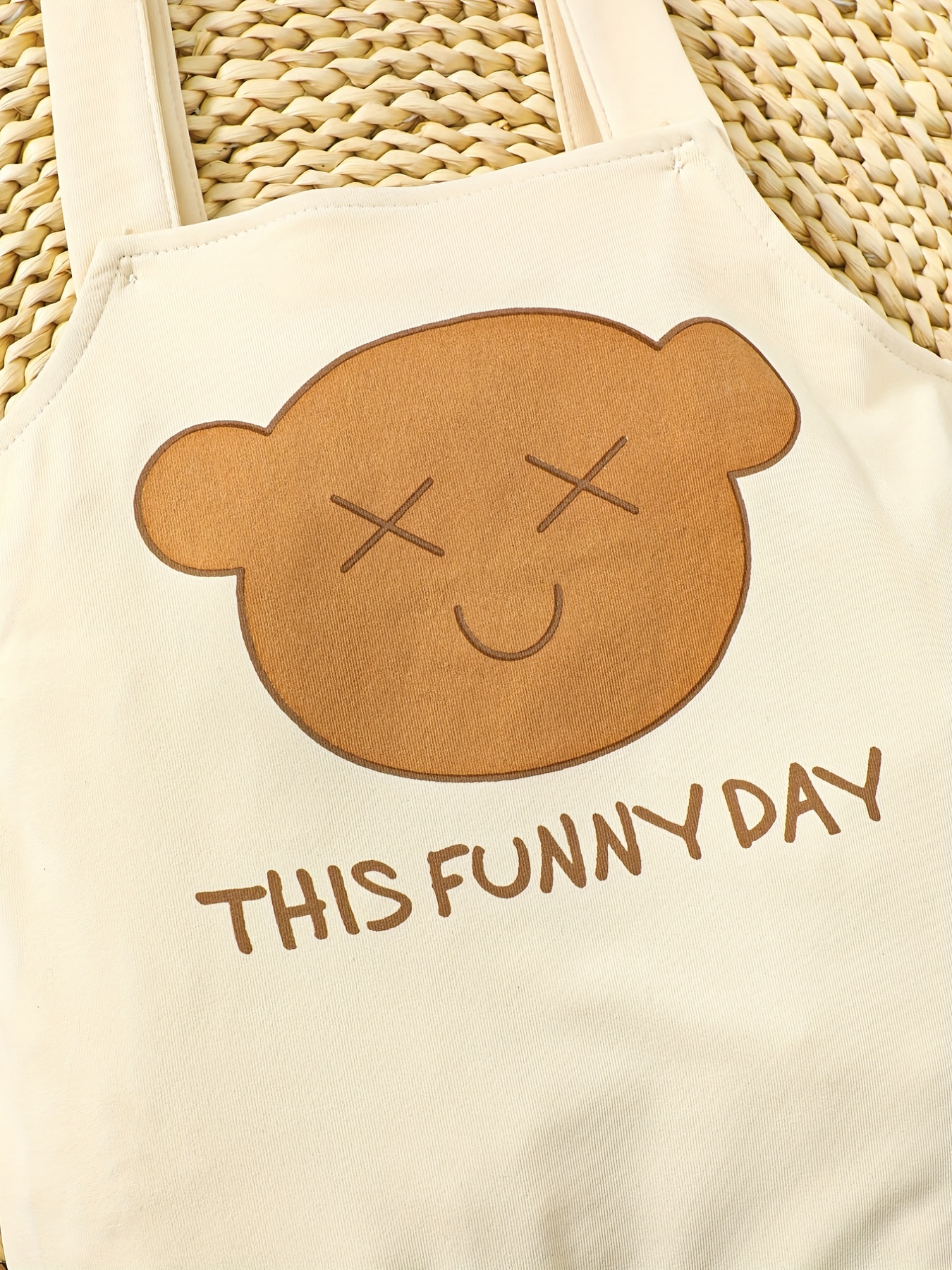 Bear Letter Print Unisex Overalls Casual Suspender Pants