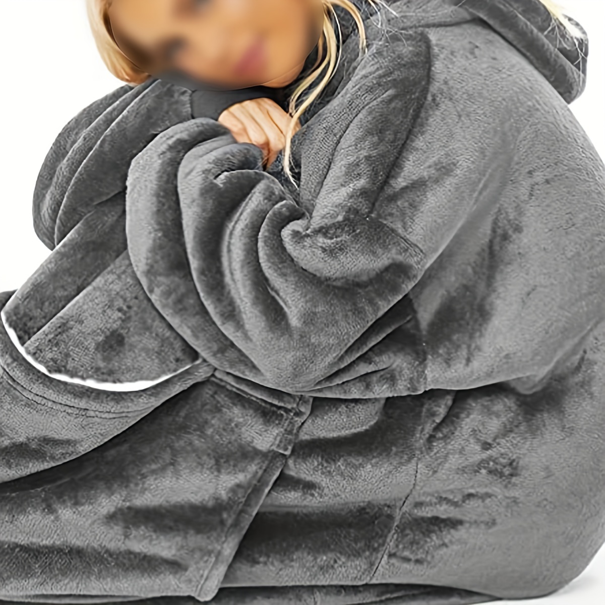 yescool Manta con capucha, sudadera con capucha Sherpa de gran tamaño,  manta gigante cálida y mullida con mangas, 1 unidad de doble cara, talla  única