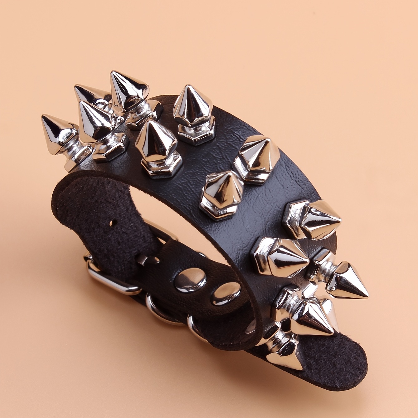 Double Row Studded Patent Leather Bracelet