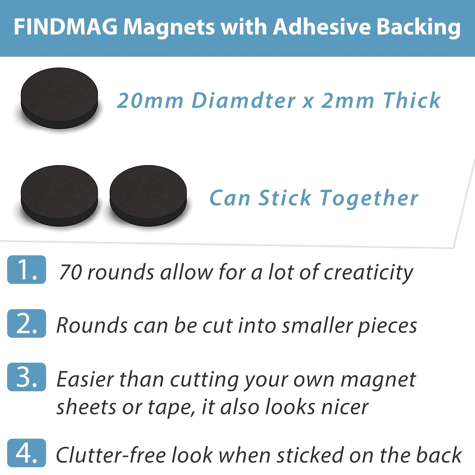 10 PCS Adhesive Magnets for Crafts Flexible Round Magnets with Adhesive  Backing Small Sticky Magnets Magnetic Dots