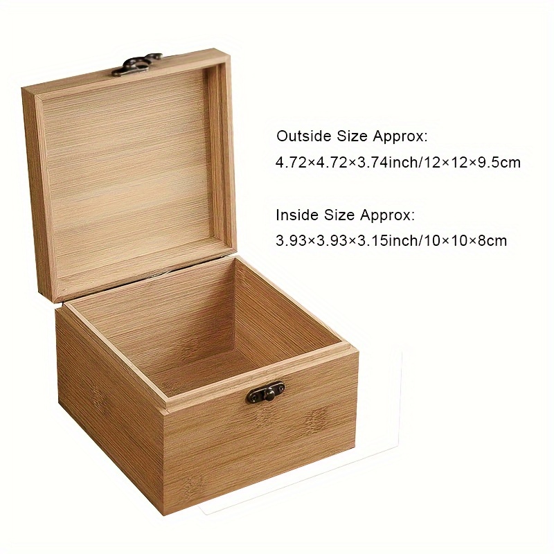  Woiworco Pequeña caja de madera de bambú con tapa con bisagras,  6.7 x 5.1 x 3.1 pulgadas, caja de madera natural para manualidades, arte y  pasatiempos de bricolaje, caja decorativa y