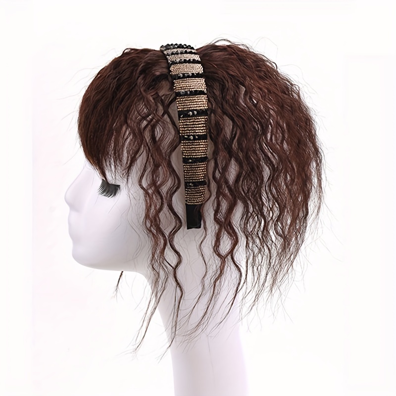 Real Human Hair Topper Bangs Rhinestones Hair Bands Hair Temu