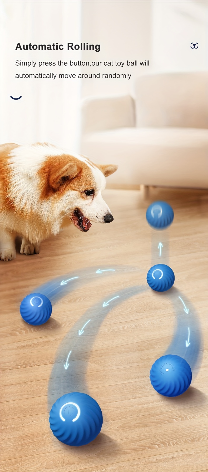 Electric Dog Ball Toys Auto Rolling Smart Dog Toys for Dogs Training  Self-moving Pet Puppy