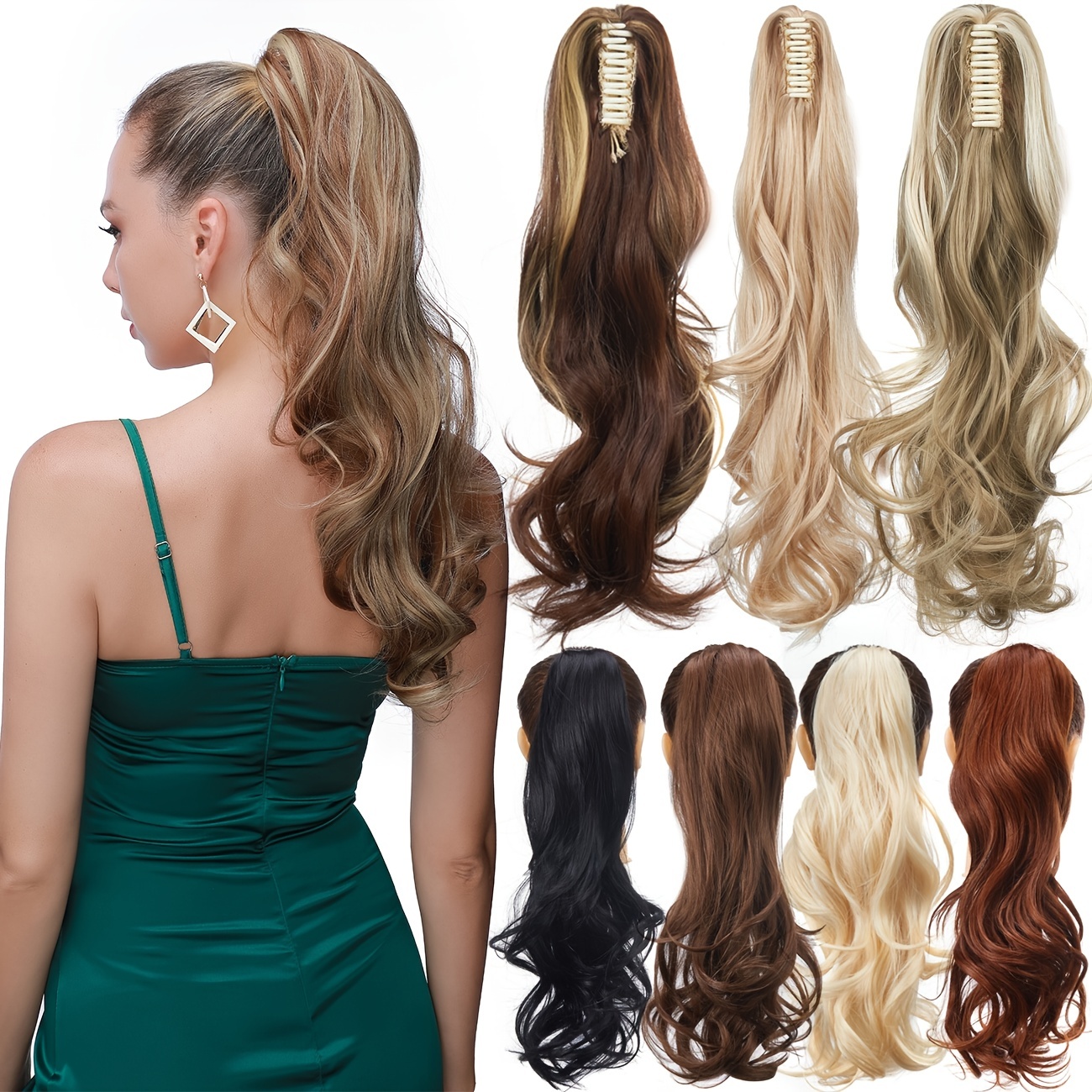Clip In Ponytail Extensions Synthetic Long Curly Ponytail - Temu