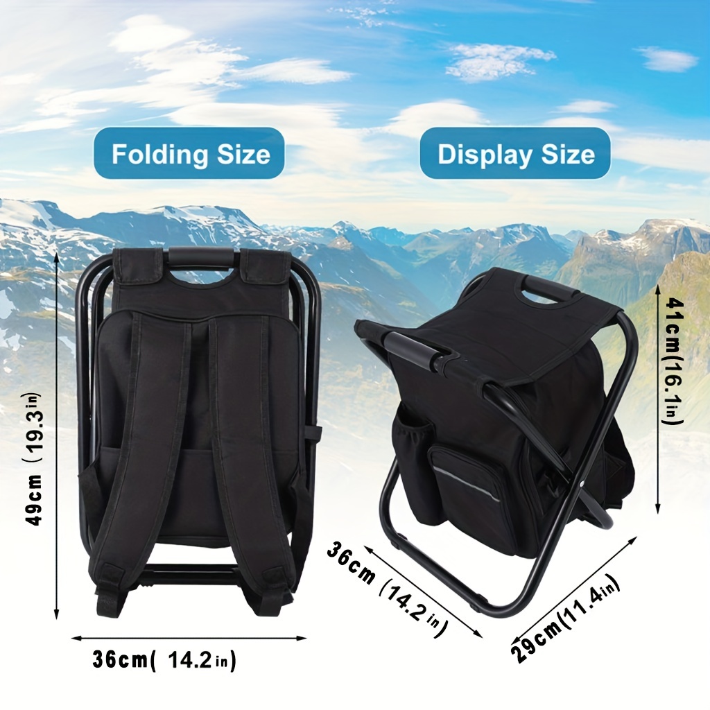 1pc Portable 3 In 1 Backpack Cooler Chair With Insulated Bag