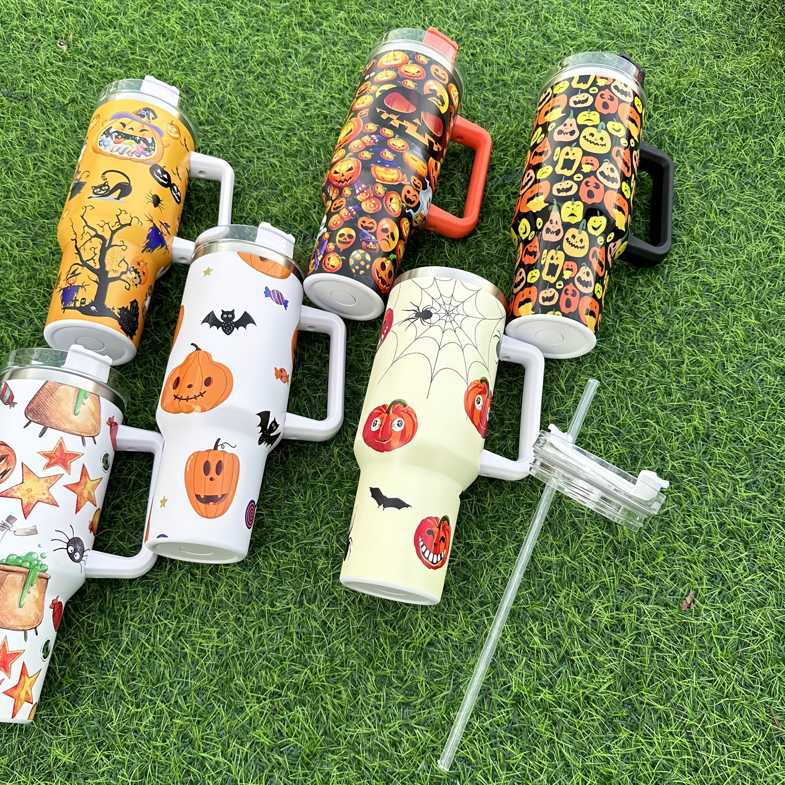 Halloween Pumpkins Insulated Stainless Steel Water Bottle for Kids Toddlers  Steel Cup with Straw & Handle Kids Cups for School Boys Girls Office