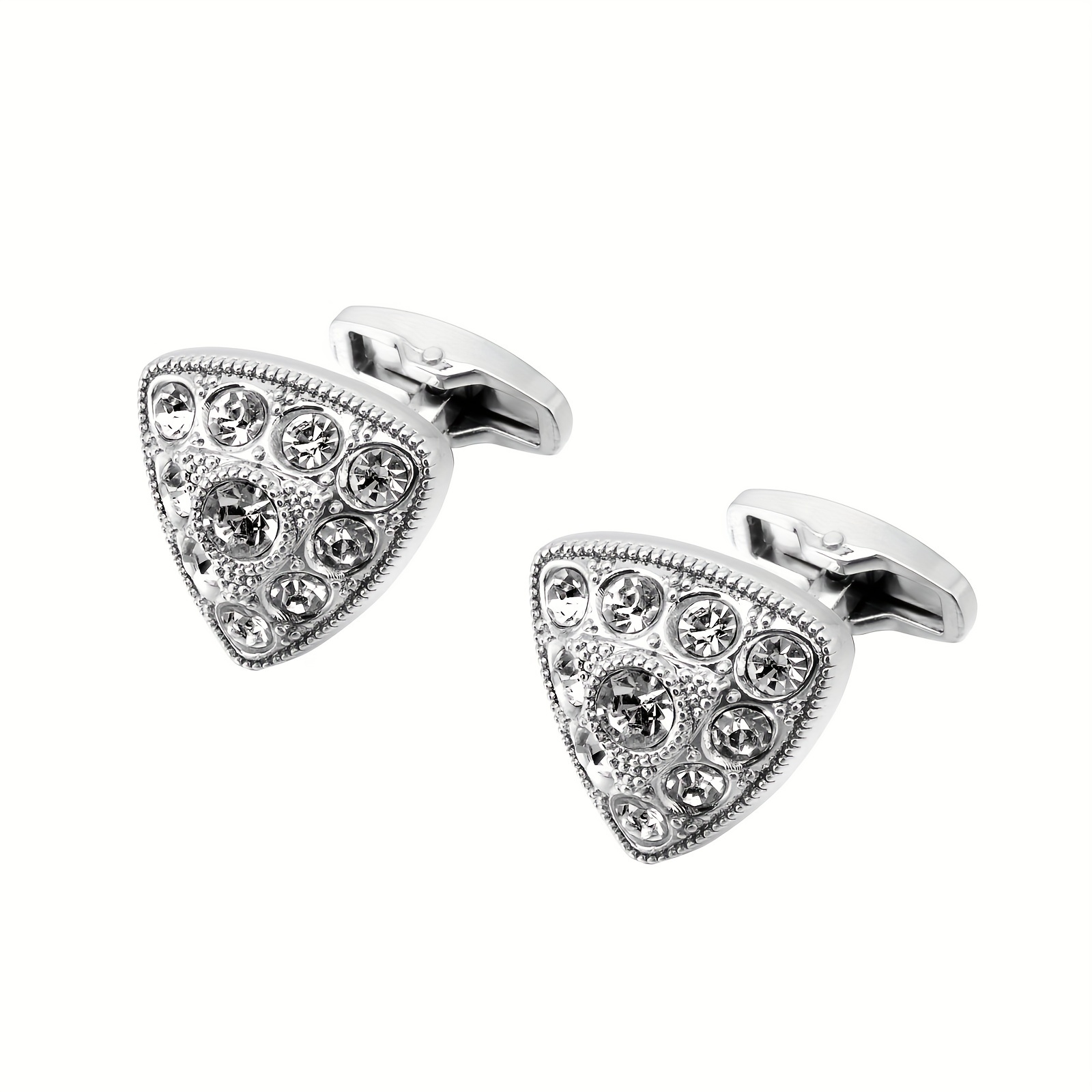 2pcs Triangle Crystal Cufflinks Closure Buckle For Men