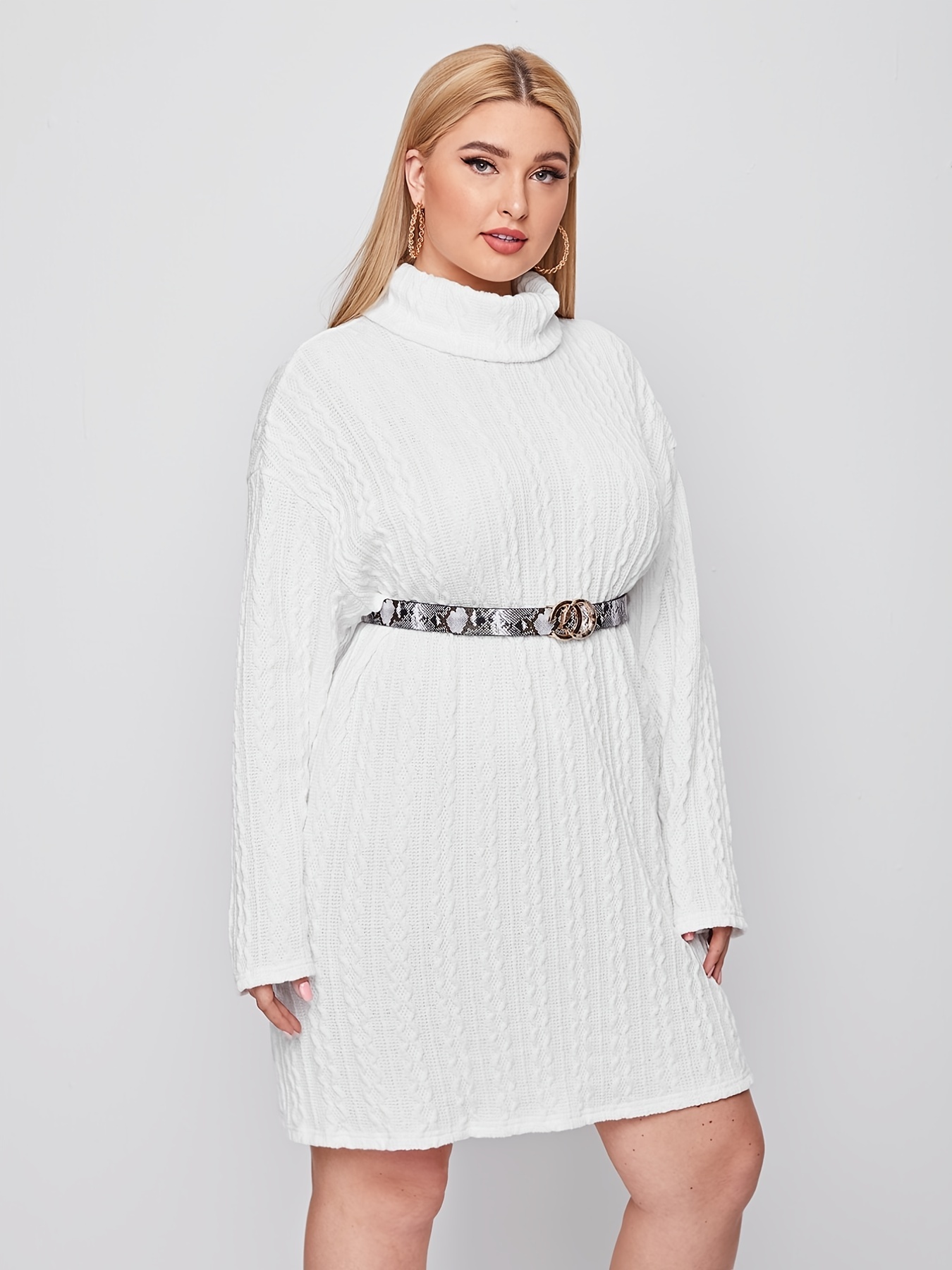 White turtleneck midi dress sale