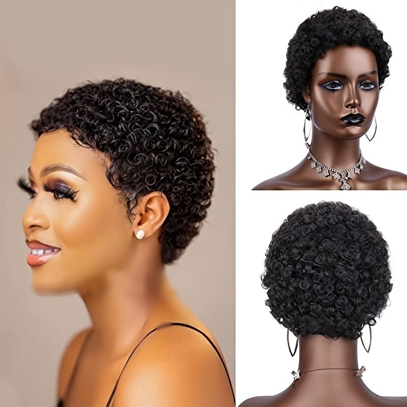 Machine Make Retro Short Curly Hair Wigs Glueless Human Hair With Natural  Color For Women Daily Use - Beauty & Personal Care - Temu