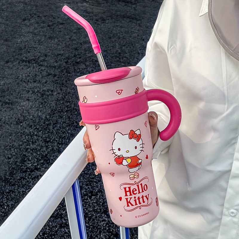 Sanrio Hello Kitty Pink Plastic Tumbler With Lid and Straw | Holds 32 Ounces